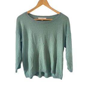 LOFT Mint Green Linen Blend Lightweight Sparkle Detail Sweater